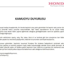 Honda Türkiye resmi açıklaması